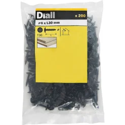 Vis de charnière zinguée noire 6x30 mm - 200 pièces^Diall