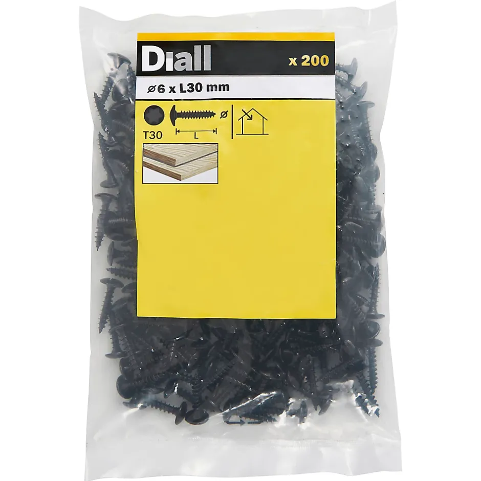 Vis de charnière zinguée noire 6x30 mm - 200 pièces^Diall