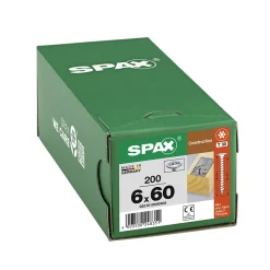 Vis de charpente tête ronde Spax Wirox 6 x 60 mm filetage total - 200 pièces-Spax France Hot