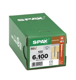 Vis de charpente tête ronde Spax Wirox 6 x 100 mm filetage partiel - 100 pièces^Spax France Online