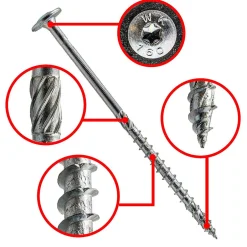 Vis de construction bois à tête large Torx zinguées blanches 10 x 180 mm 25 pcs-Klimas Outlet