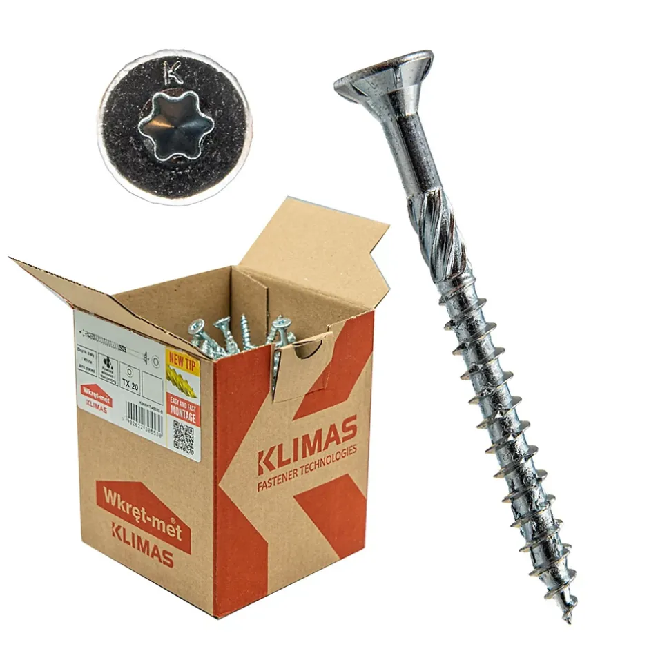 Vis de construction bois à tête fraisée Torx, zinguées blanches 10 x 240 mm 25 pcs-Klimas Sale