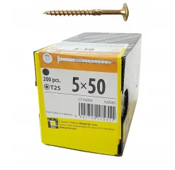 Vis de construction en bois à tête disque, zinguée jaune, 5 x 50 mm 200 pcs-Domax Best