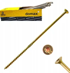 Vis de construction en bois à tête fraisée, zinguée jaune, 8 x 320 mm 50 pcs-Domax Clearance