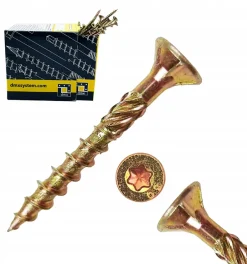 Vis de construction en bois à tête fraisée, zinguée jaune Senkkopfschrauben Holzbauschrauben gelb 4 x 45 mm 200 St.^Domax Online