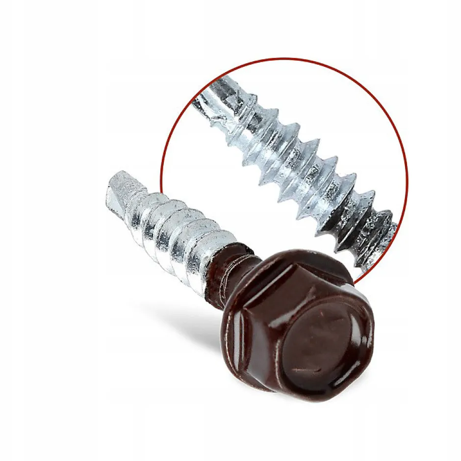 Vis de toiture WFD pour tôle trapézoïdale sur bois RAL 8017 Brun chocolat 4,8x25 mm 250 pièces^Klimas Clearance
