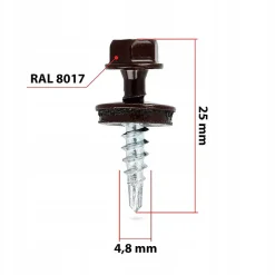 Vis de toiture WFD pour tôle trapézoïdale sur bois RAL 8017 Brun chocolat 4,8x25 mm 250 pièces^Klimas Clearance