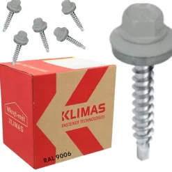 Vis de toiture WFD pour tôle trapézoïdale sur bois RAL 9006 Aluminium blanc 4,8x55 mm 200 pcs^Klimas Sale