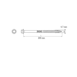 Vis pour charpente en bois, revêtement organique, 6,7x200 mm - 50 pièces^Diall Hot