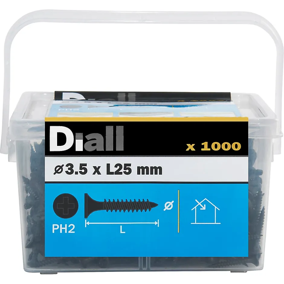 Vis pour plaque de plâtre (universelle), noir mat, 3,5x25 mm - 1000 pièces^Diall Sale