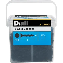 Vis pour plaque de plâtre (universelle), noir mat, 3,5x35 mm - 1000 pièces^Diall
