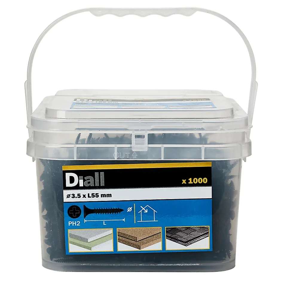 Vis pour plaque de plâtre (universelle), noir mat, 3,5x55 mm - 1000 pièces^Diall Outlet