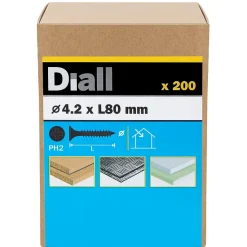 Vis pour plaque de plâtre (universelle), noir mat, 4,2x80 mm - 200 pièces^Diall Hot