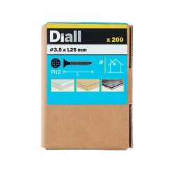 Vis pour plaque de plâtre (universelle), noir mat, 3,5x25 mm - 200 pièces-Diall Outlet