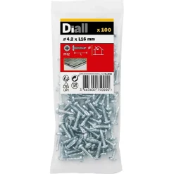 Vis zinguée autoperceuses à tête cylindrique, 4,2x16 mm - 100 pièces-Diall Sale