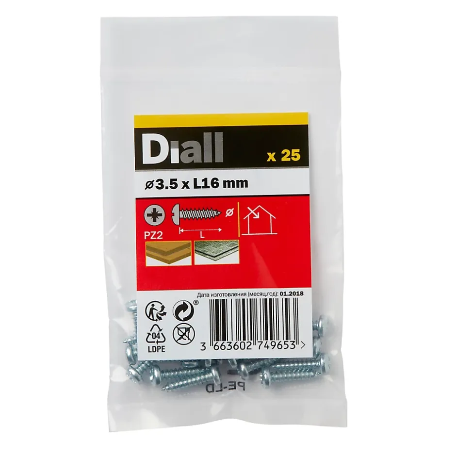 Vis zinguée autoperceuses à tête pozidriv 3,5x16 mm, 25 pièces-Diall Hot