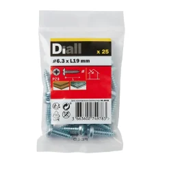Vis zinguée autoperceuses à tête cylindrique, 6,3x19 mm - 25 pièces-Diall Online