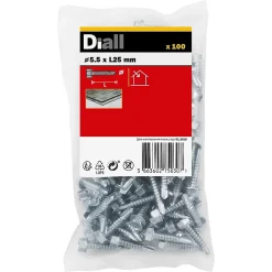 Vis zinguée autoperceuses à tête hexagonale, 5,5x25 mm - 100 pièces^Diall Clearance