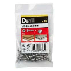 Vis zinguée autoperceuses à tête cylindrique acier inoxydable A2, 4,2x19 mm - 25 pièces-Diall Best