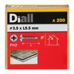 Vis zinguée autoperceuses à tête cylindrique, 3,5x9,5 mm - 200 pièces-Diall New