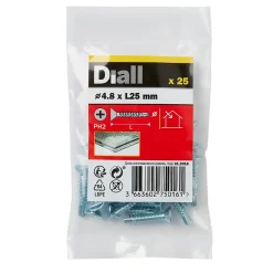 Vis zinguée autoperceuses fraisées, 4,8x25 mm - 25 pièces^Diall Online