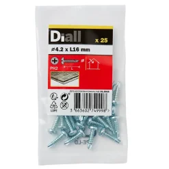 Vis zinguée autoperceuses à tête cylindrique, 4,2x16 mm - 25 pièces^Diall Best