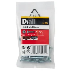 Vis zinguée autoperceuses à tête pozidriv 4,8x25 mm, 25 pièces^Diall New