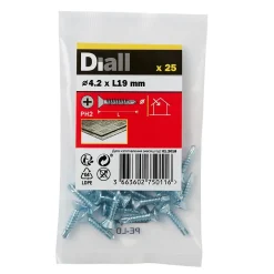 Vis zinguée autoperceuses fraisées, 4,2x19 mm - 25 pièces^Diall Best
