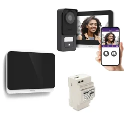 Visiophone filaire et connecté 3K WelcomeEye Connect 3 avec écran supplémentaire et transformateur-Philips Hot