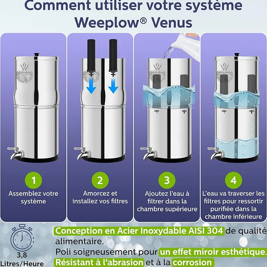 (r) Venus 5.6L Édition Essentielle - système de filtration par gravité pour eau potable-Weeplow Best