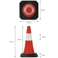 2x Cône de signalisation routière rouge/blanc en PVC 51cm bandes réfléchissantes^ECD Germany Clearance