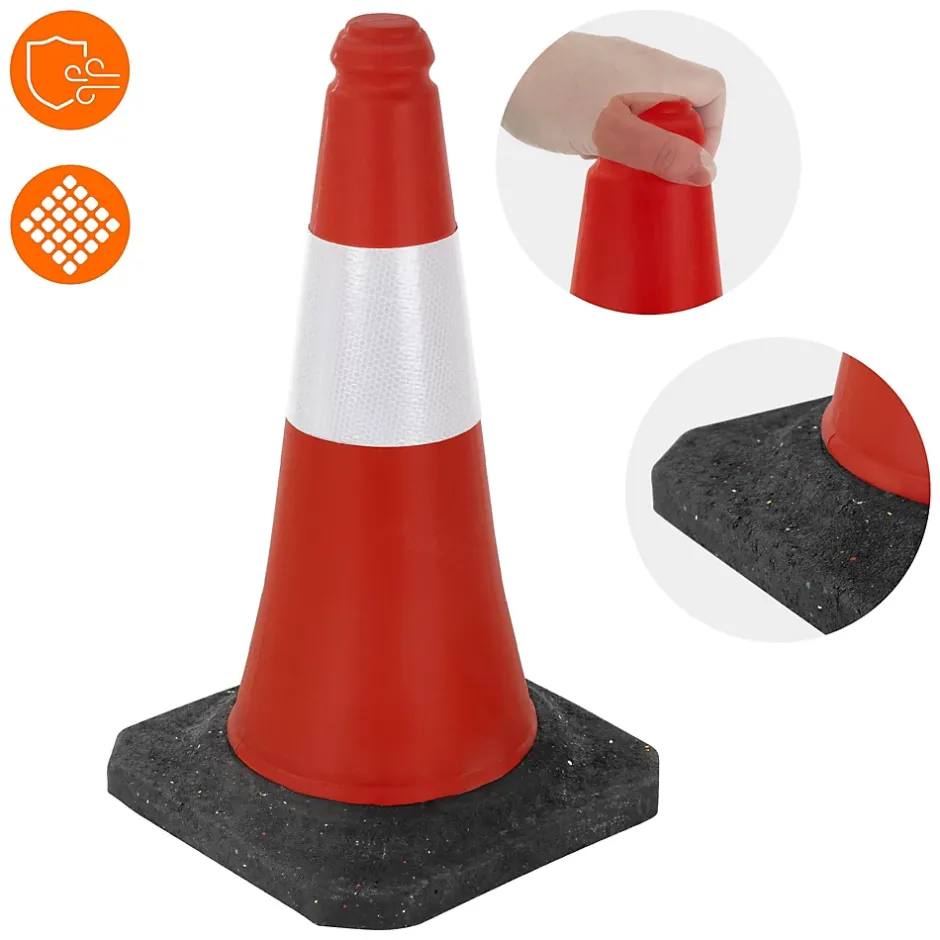 4x Cône de signalisation routière rouge/blanc en PVC 51cm bandes réfléchissantes-ECD Germany Clearance