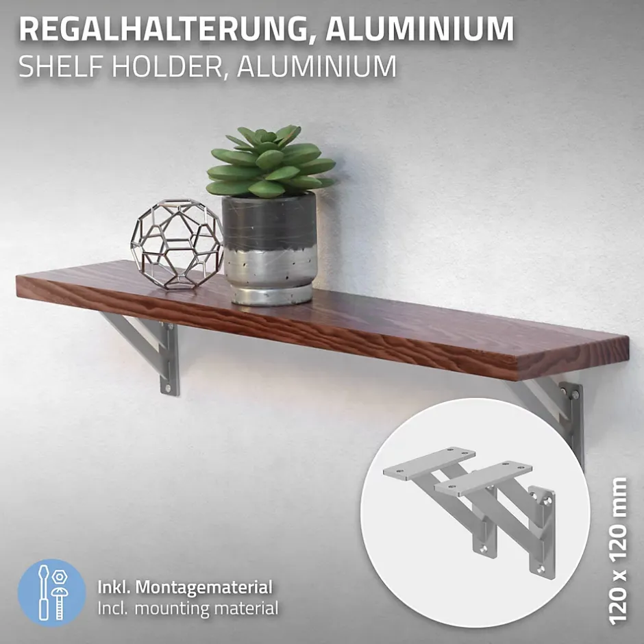 4x Equerres Etagere mural support d'angle en aluminium argent-Ml-Design Outlet