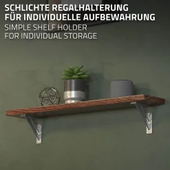 4x Equerres Etagere mural support d'angle en aluminium argent-Ml-Design Outlet