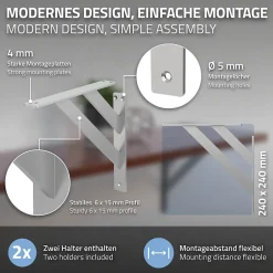 2x Equerres Etagere mural support d'angle en aluminium argent-Ml-Design Outlet