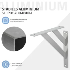 2x Equerres Etagere mural support d'angle en aluminium argent-Ml-Design Outlet