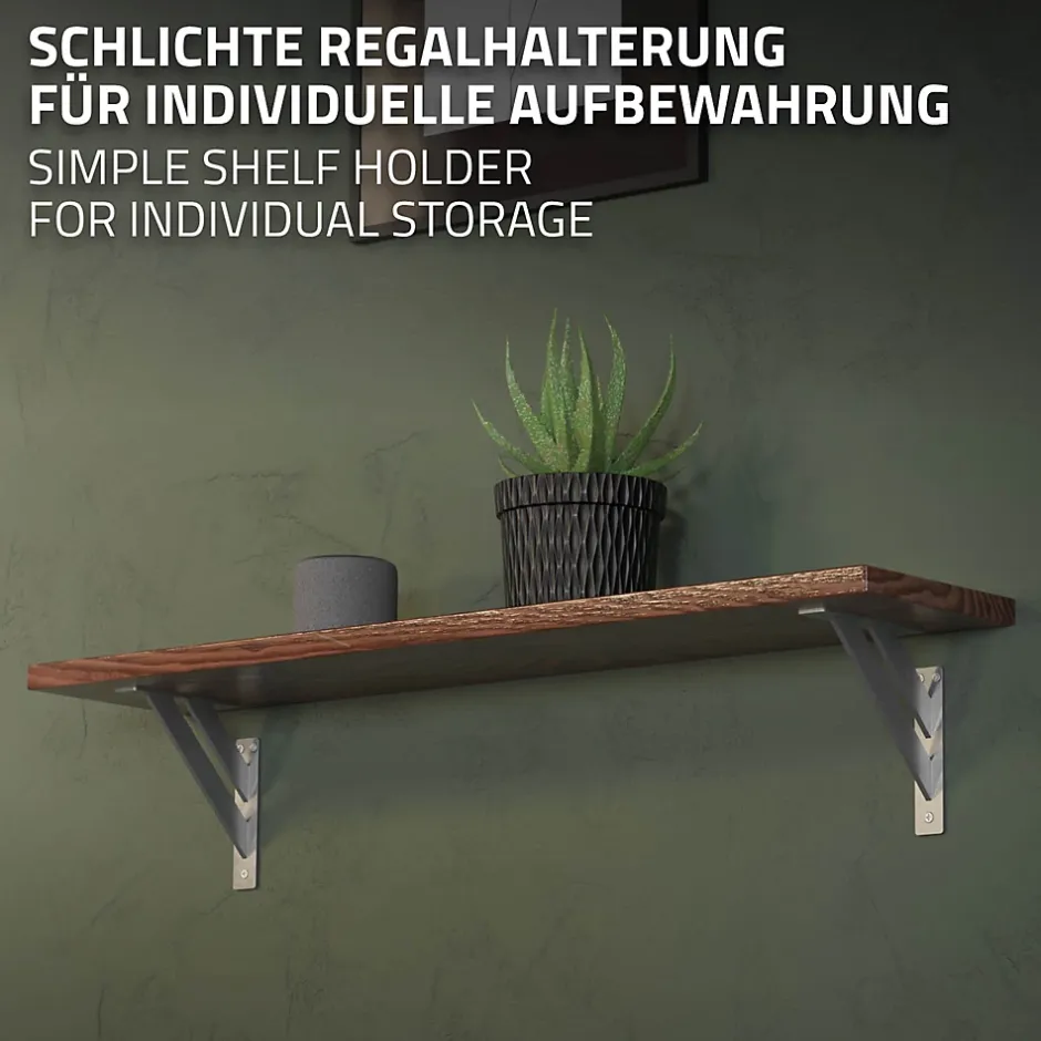 2x Equerres Etagere mural support d'angle en aluminium argent-Ml-Design Outlet