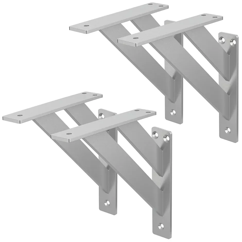 4x Equerres Etagere mural support d'angle en aluminium argent^Ml-Design Best