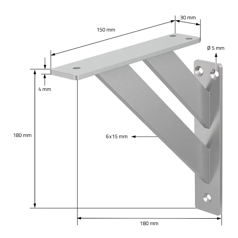 4x Equerres Etagere mural support d'angle en aluminium argent^Ml-Design Best