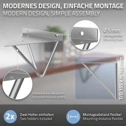 4x Support Etagere d'angle triangle en métal gris avec vis 160 mm-Ml-Design Discount