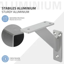 4x Support Etagere murale fixation flottante aluminium argent^Ml-Design Best