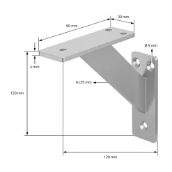 4x Support Etagere murale fixation flottante aluminium argent^Ml-Design Best