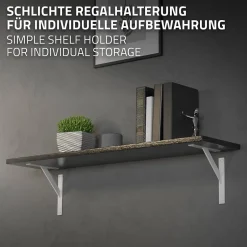 4x Support Etagere murale fixation flottante aluminium blanc^Ml-Design Discount