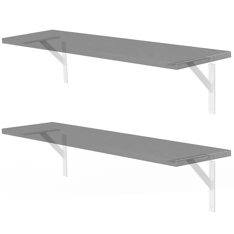 4x Support Etagere murale fixation flottante aluminium blanc^Ml-Design Discount