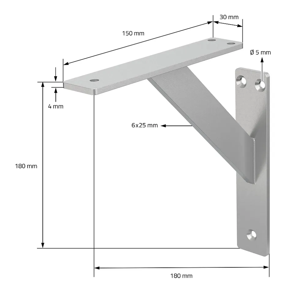 4x Support Etagere murale fixation flottante aluminium argent^Ml-Design Outlet