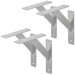4x Support Etagere murale fixation flottante aluminium argent^Ml-Design Outlet