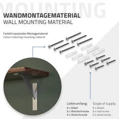 4x Support Etagere murale fixation flottante aluminium argent^Ml-Design Outlet