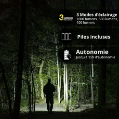 - Torche LED rechargeable USB-C, ou piles, 1000 lumens - TO1000RIP-Xanlite Online